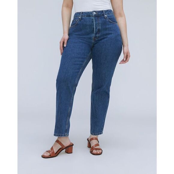 Everlane The Curvy 90s Cheeky Straight Jean Deep Atlantic Blue 26 Crop NWOT - Picture 3 of 12